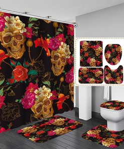 Flower Skull Fashion Waterproof Shower Curtain For Bathroom 