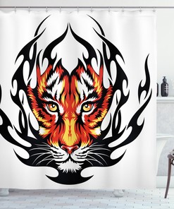 Flower and Skull Tattoo Print Shower Curtain for Bathroom