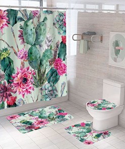Flowering Cactus Waterproof Shower Curtain