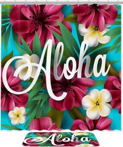 Flowers And Palms Hawaii Fabric Shower Curtain Liner For Bathroom