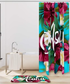 Flowers And Palms Hawaii Fabric Shower Curtain Liner For Bathroom