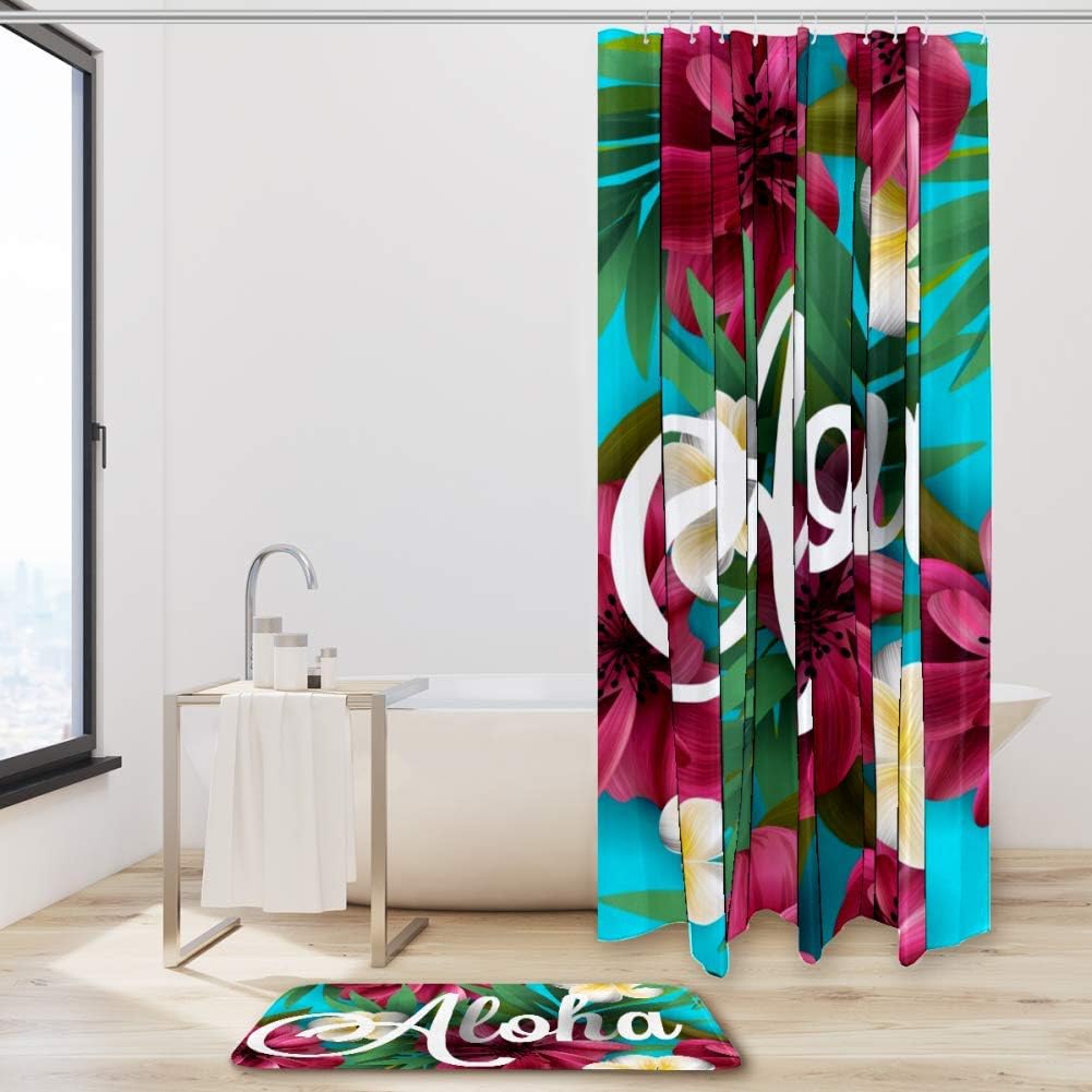 Flowers And Palms Hawaii Fabric Shower Curtain Liner For Bathroom