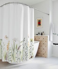 Flowers Butterfly Printed Shower Curtain - Monarch Butterfly Bathroom Decor