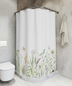 Flowers Butterfly Printed Shower Curtain - Monarch Butterfly Bathroom Decor 