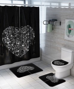 Flowers Puzzle Heart Valentine Shower Curtain - Romantic And Waterproof Shower Curtain