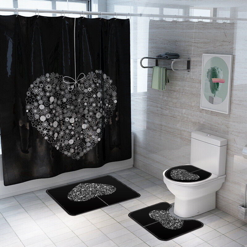 Flowers Puzzle Heart Valentine Shower Curtain - Romantic And Waterproof Shower Curtain