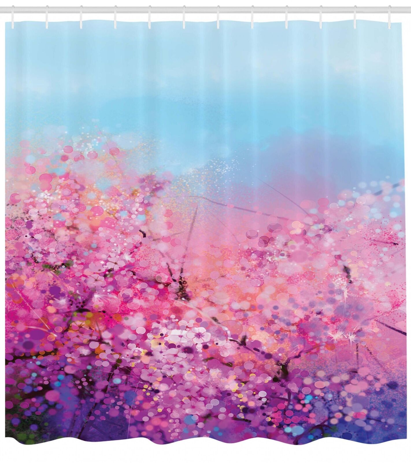 Flowers Waterproof Fabric Shower Curtain for Spring Bathroom Decor