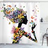 Flowers With Butterfly Print Colorful Shower Curtain, Perfect For Springtime Bathroom Decorr