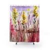 Flowers and Butterflies Shower Curtain, Vintage Bathroom Decor, Fabric