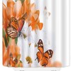 Flowers and Butterfly Shower Curtain, White and Orange with Creative Design