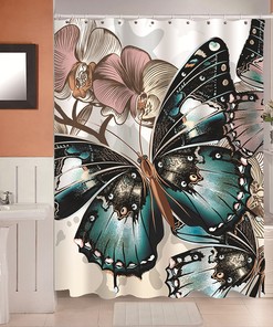 Fluttering Butterflies Illustration Fashion Shower Curtain