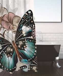 Fluttering Butterflies Illustration Fashion Shower Curtain
