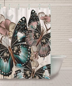 Fluttering Butterflies Illustration Fashion Shower Curtain 