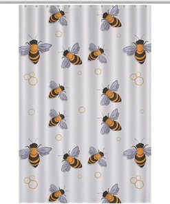 Flying Bees Patterned Funny Shower Curtain - Waterproof Bathroom Decor