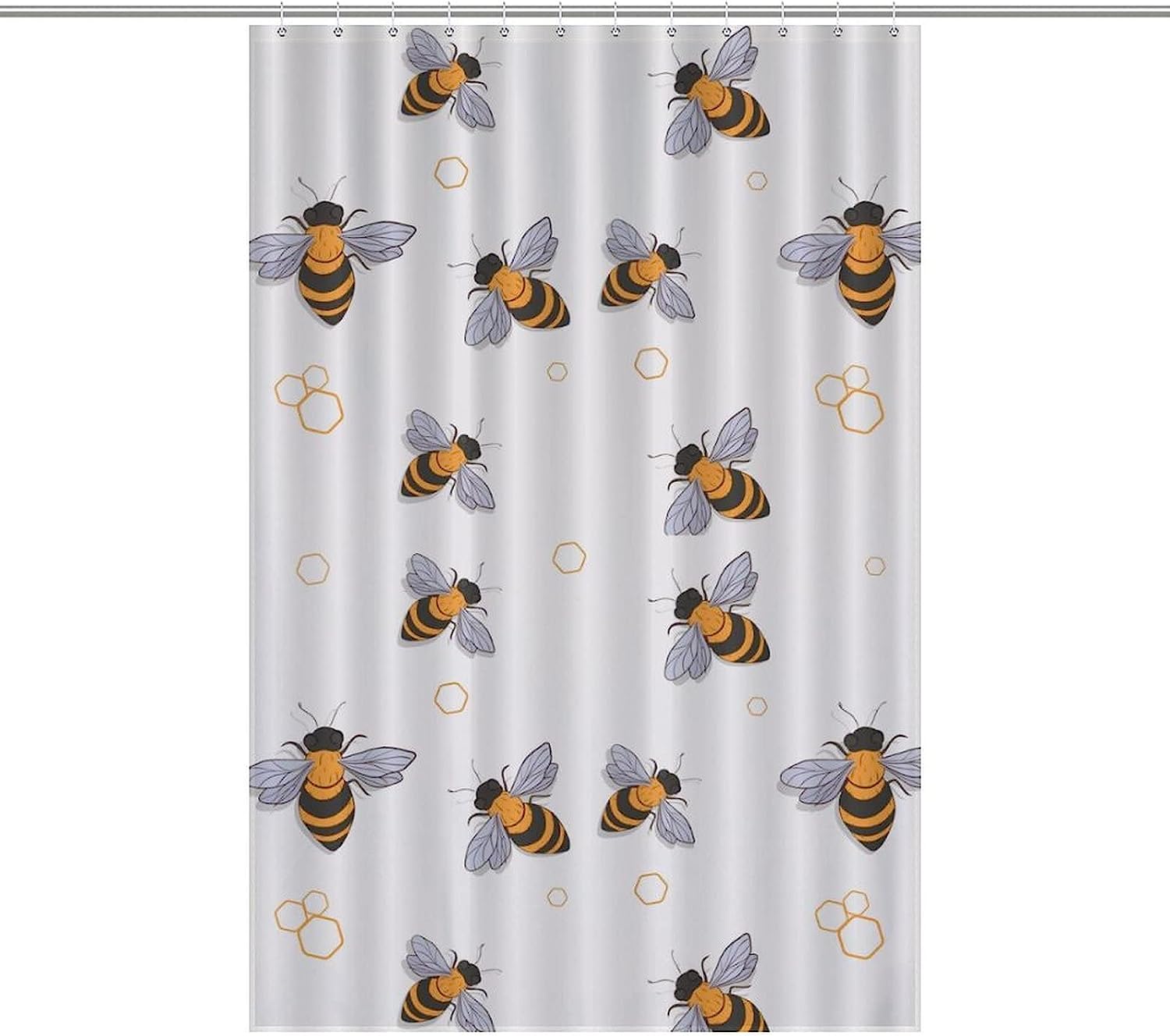 Flying Bees Patterned Funny Shower Curtain - Waterproof Bathroom Decor