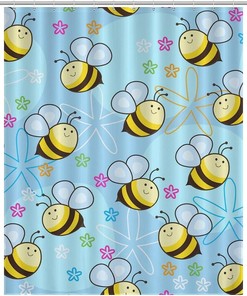 Flying Bees Soft Bathroom Shower Curtain - Lightweight And Cloth Bath Curtain For Your Bathroom