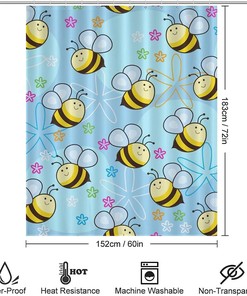 Flying Bees Soft Bathroom Shower Curtain - Lightweight And Cloth Bath Curtain For Your Bathroom