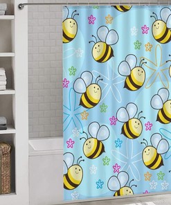 Flying Bees Soft Bathroom Shower Curtain - Lightweight And Cloth Bath Curtain For Your Bathroom