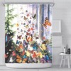 Flying Butterflies Forest Shower Curtain - Forest Tree Insect Animal Shower Curtain With Waterproof Washable Design