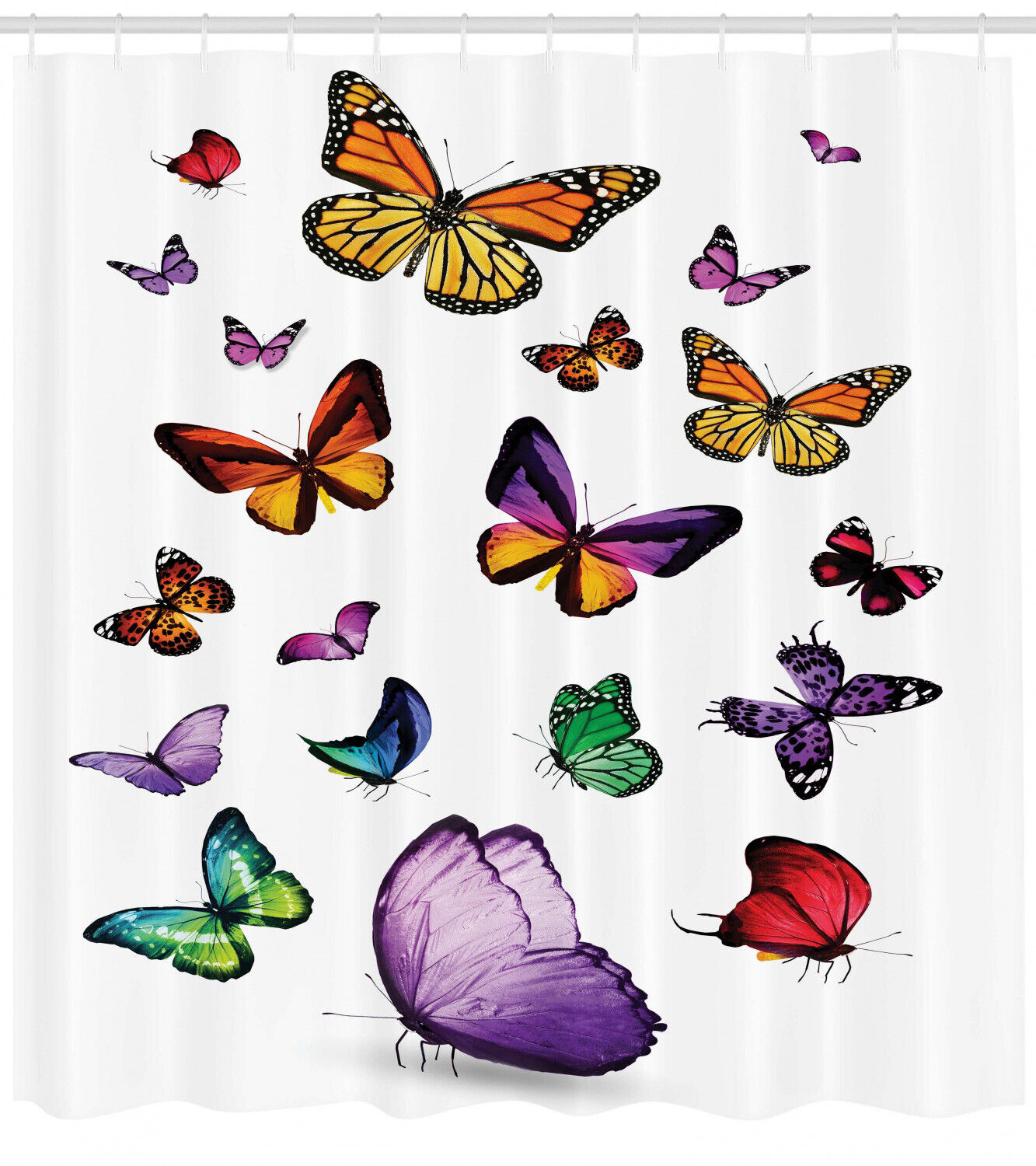 Flying Butterflies Print Colorful Shower Curtain For Whimsical Bathroom Decor - Image 2