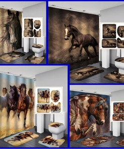 Flying Horse Bathroom Shower Curtain - Waterproof Curtain With Majestic Animal Design
