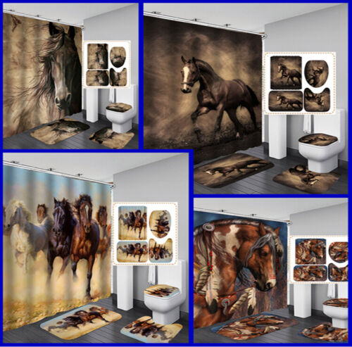Flying Horse Bathroom Shower Curtain - Waterproof Curtain With Majestic Animal Design