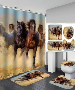 Flying Horse Bathroom Shower Curtain - Waterproof Curtain With Majestic Animal Design