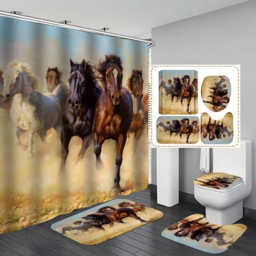 Flying Horse Bathroom Shower Curtain - Waterproof Curtain With Majestic Animal Design