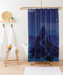 Flying Hummingbird Shower Curtain by Melody - Spring Blooms Flowers Bath Curtain Design