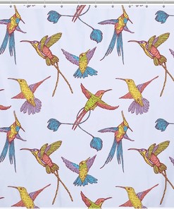 Flying Hummingbirds Shower Curtain - Decorative Bath Curtain With Metal Grommet Holes And Elegant Design