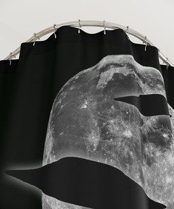 Flying Saucer And Moon Shower Curtain - Creative And Waterproof Fabric Shower Curtain