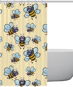 Flyinghorse Bee Body Shower Curtain - Waterproof Bath Stall Size for Hotel Bathroom Curtains