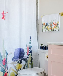 Foggy Cowboy Watercolor Painting Shower Curtain - Stylish And Playful Shower Curtain For Your Western Bathroom Decor