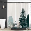 Foggy Forest Elk Fabric Green Mountain Shower Curtain Waterproof Bathroom Decor Heavy Fabric