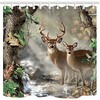 Foggy Forest Elk Shower Curtain Tanstan Deer Decoration Waterproof Fabric Bathroom Decor