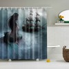 Foggy Night Medieval Sea With Pirate Ship Painting Shower Curtain - Water Repellent Bathroom Decor With Magical Design