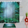 Foggy Rainforest Tropical Green Leaves Shower Curtain - Calming Bathroom Decor