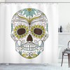 Folk Floral Figure Sugar Skull Shower Curtain for Bathroom Decor