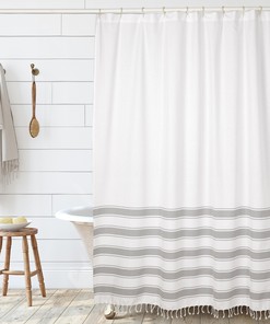 Folkulture Boho Shower Curtain - Water Repellent And Stylish Shower Curtain With Tassels For Your Bathroom