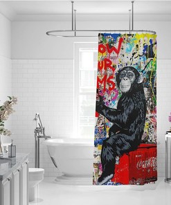 Follow Your Dreams with Monkey Graffiti Shower Curtain - Inspirational Bath Accessory