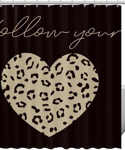Follow Your Heart Leopard Grain Love Shower Curtain for Romantic Bathroom Decor