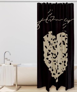 Follow Your Heart Leopard Grain Love Shower Curtain for Romantic Bathroom Decor