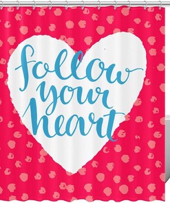 Follow Your Heart Polka Dots Shower Curtain for Adorable Bathroom Design