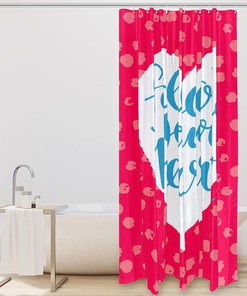 Follow Your Heart Polka Dots Shower Curtain for Adorable Bathroom Design