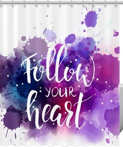 Follow Your Heart Watercolor Unique Shower Curtain for Bathroom