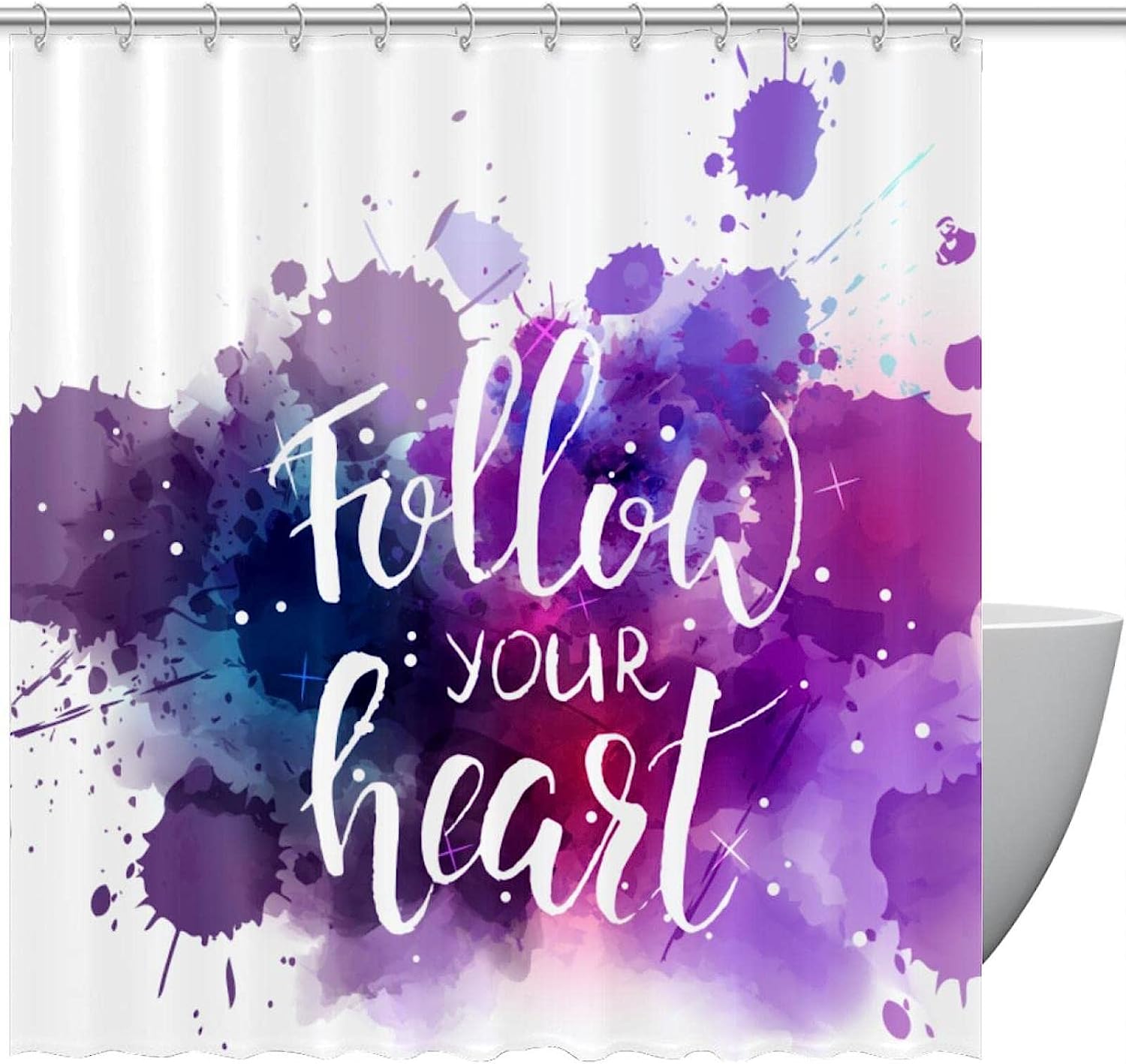 Follow Your Heart Watercolor Unique Shower Curtain for Bathroom