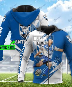 Football Player Custom Name 3D All Over Print Zip Up Hoodie - Canterbury Bankstown Bulldogs Nrl