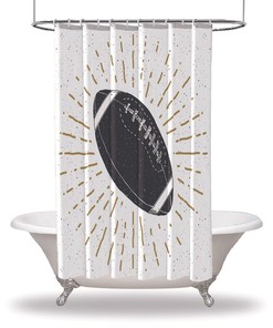 Football Printed American Flag Shower Curtain For Sport Lovers Bathroom Decorations