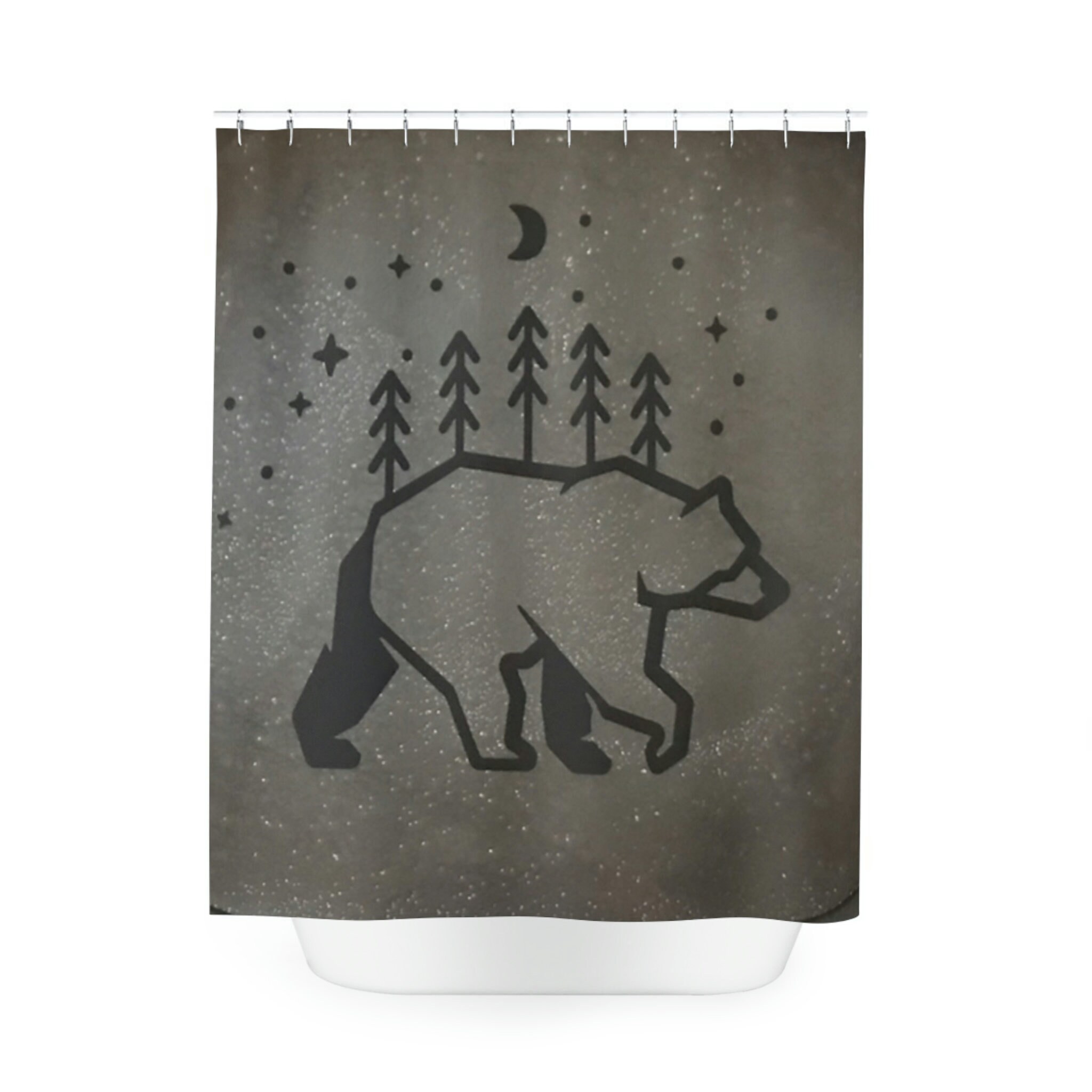 Forest Animal Print Shower Curtain With Bear And Nature Design - Image 2
