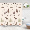 Forest Animal Shower Curtain with Elk, Reindeer, Bear, and Swan Print 